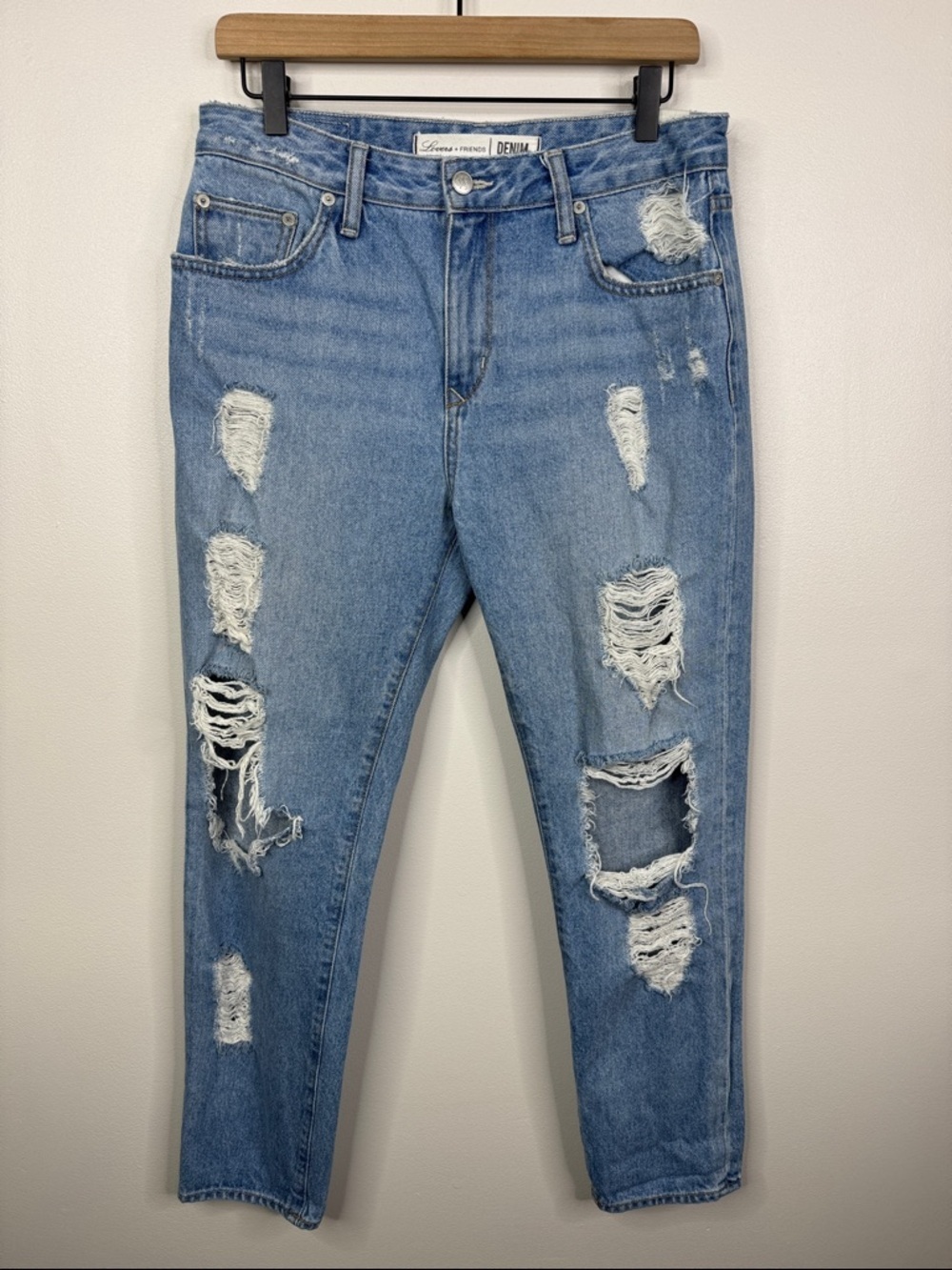 Lovers + Friends Jeremy Distressed Skinny Jeans Blue Denim Mid Rise Stretch 27